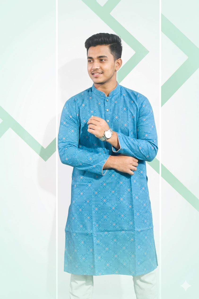 premium cotton screen print panjabi (code 8dfv 001) premium cotton screen print panjabi (code 8dfv 001)